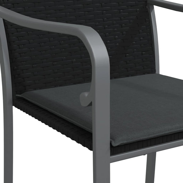 Gartenstühle mit Kissen, 2er Set, Schwarz