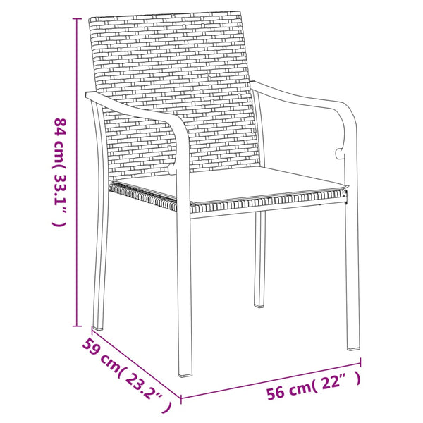 Gartenstühle mit Kissen, 2er Set, Schwarz