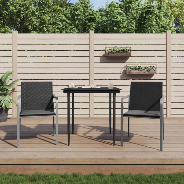 Gartenstühle mit Kissen, 2er Set, Schwarz