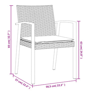 Gartenstühle mit Kissen, 2er Set Braun