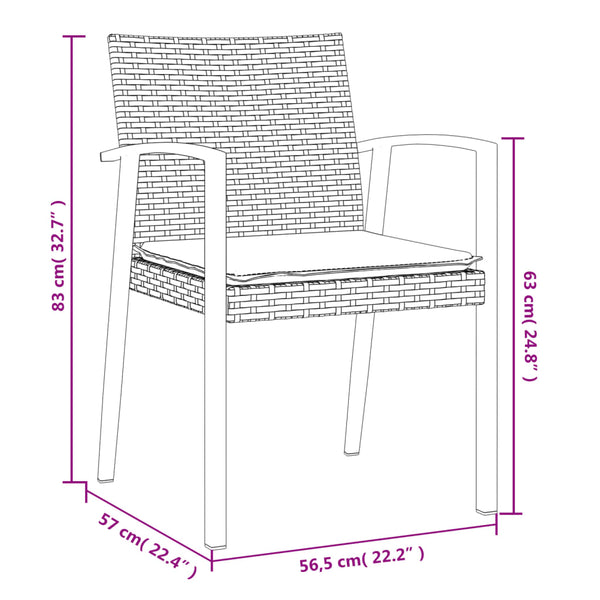 Gartenstühle mit Kissen, 2er Set Braun
