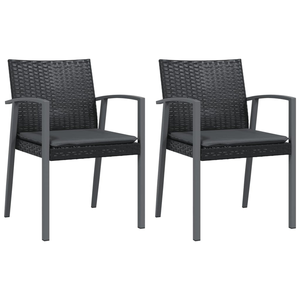 Gartenstühle mit Kissen, 2er Set Schwarz