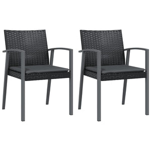 Gartenstühle mit Kissen, 2er Set Schwarz