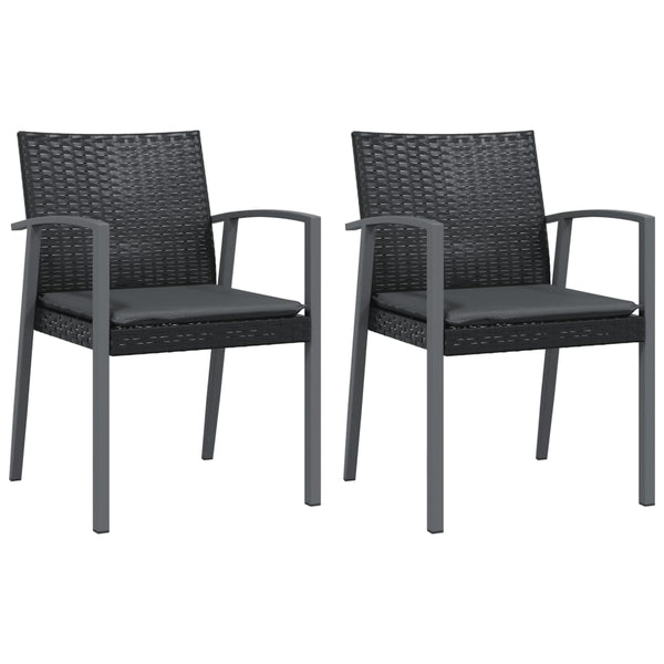 Gartenstühle mit Kissen, 2er Set Schwarz