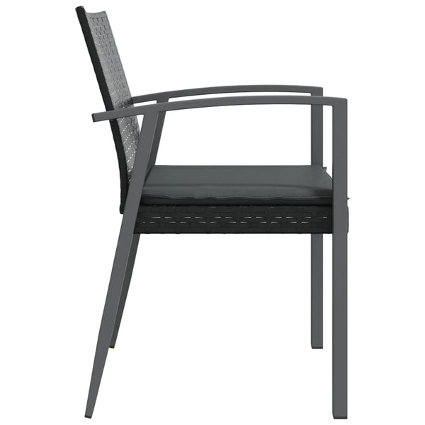Gartenstühle mit Kissen, 2er Set Schwarz