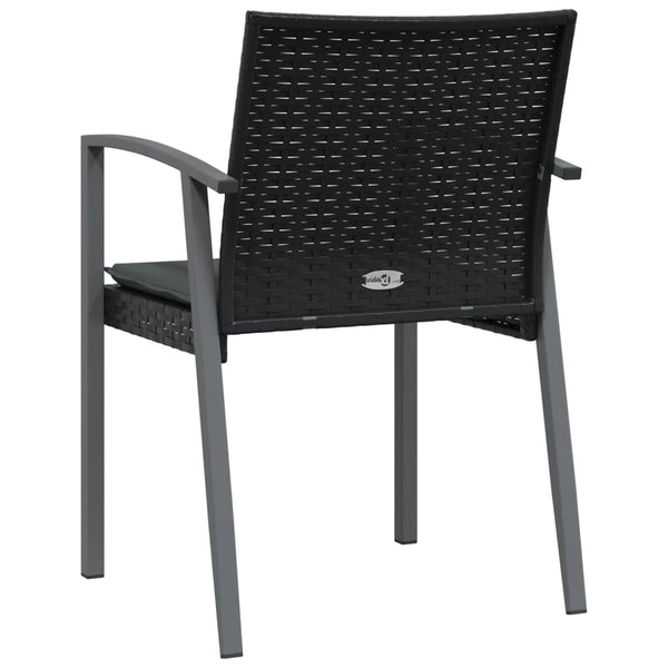 Gartenstühle mit Kissen, 2er Set Schwarz