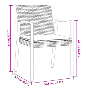Gartenstühle mit Kissen, 2er Set Schwarz