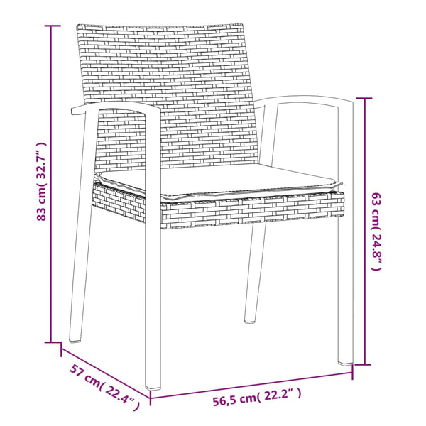 Gartenstühle mit Kissen, 2er Set Schwarz