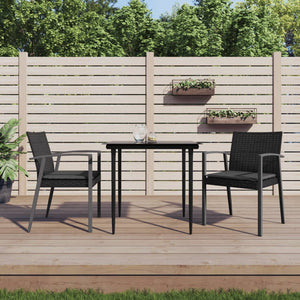 Gartenstühle mit Kissen, 2er Set Schwarz