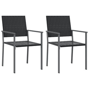 Gartenstühle 2er Set Schwarz Poly Rattan
