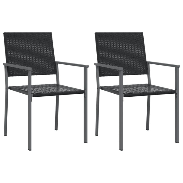 Gartenstühle 2er Set Schwarz Poly Rattan