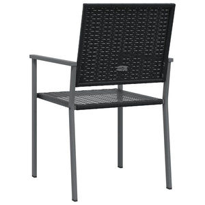 Gartenstühle 2er Set Schwarz Poly Rattan