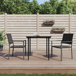 Gartenstühle 2er Set Schwarz Poly Rattan