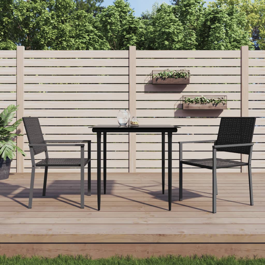 Gartenstühle 2er Set Schwarz Poly Rattan