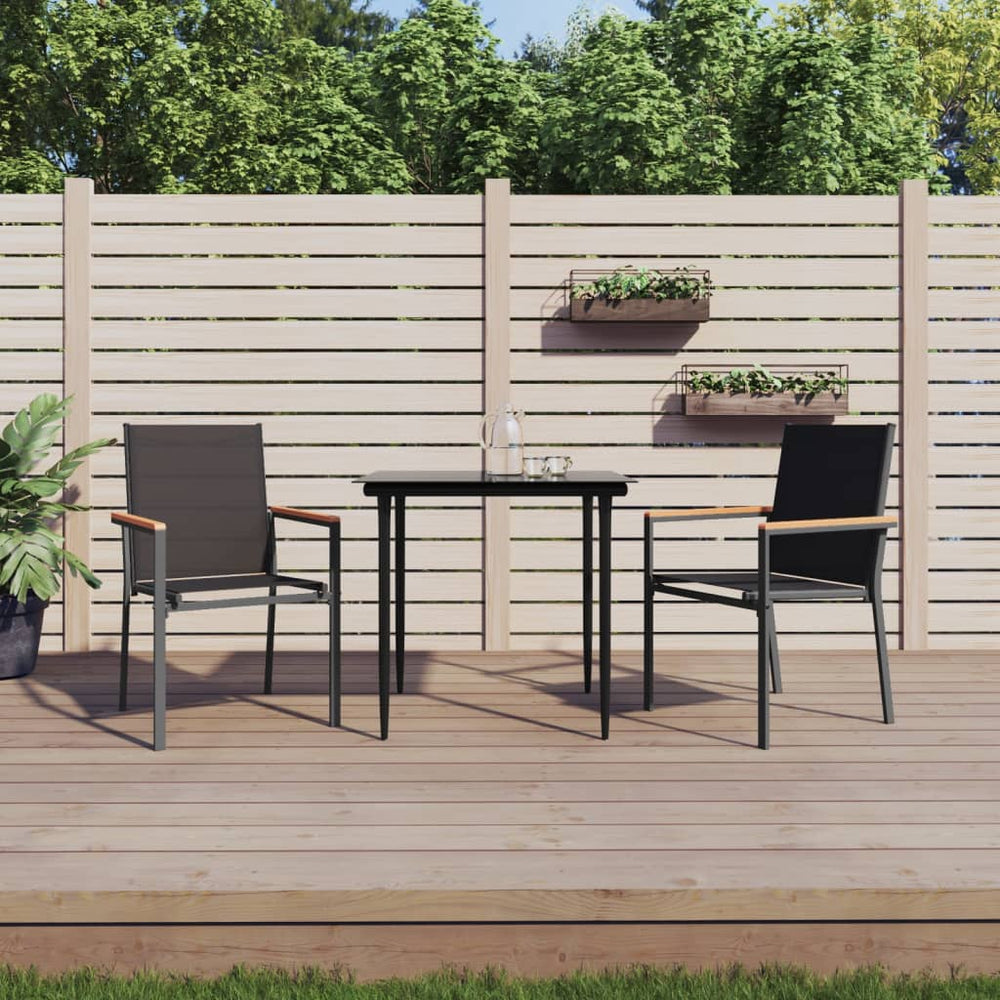 Gartenstühle 2er Set, Textilene & Stahl, Schwarz