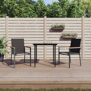 Gartenstühle 2er Set, Textilene & Stahl, Schwarz