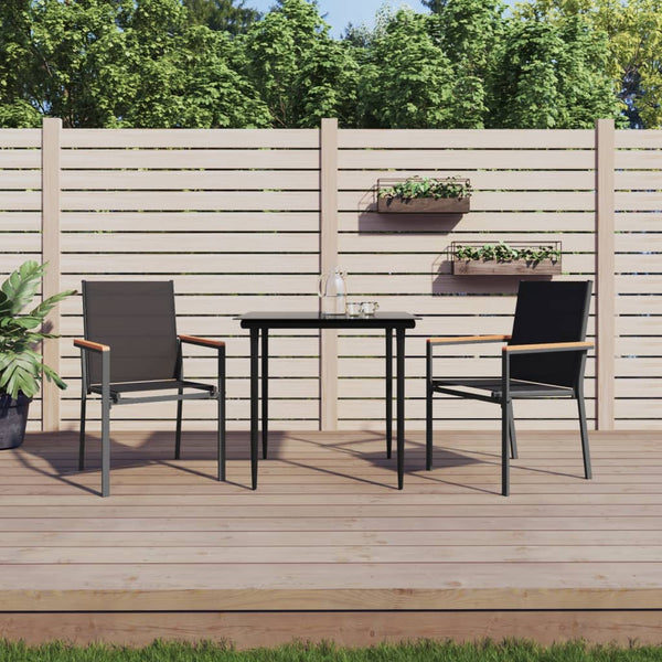 Gartenstühle 2er Set, Textilene & Stahl, Schwarz