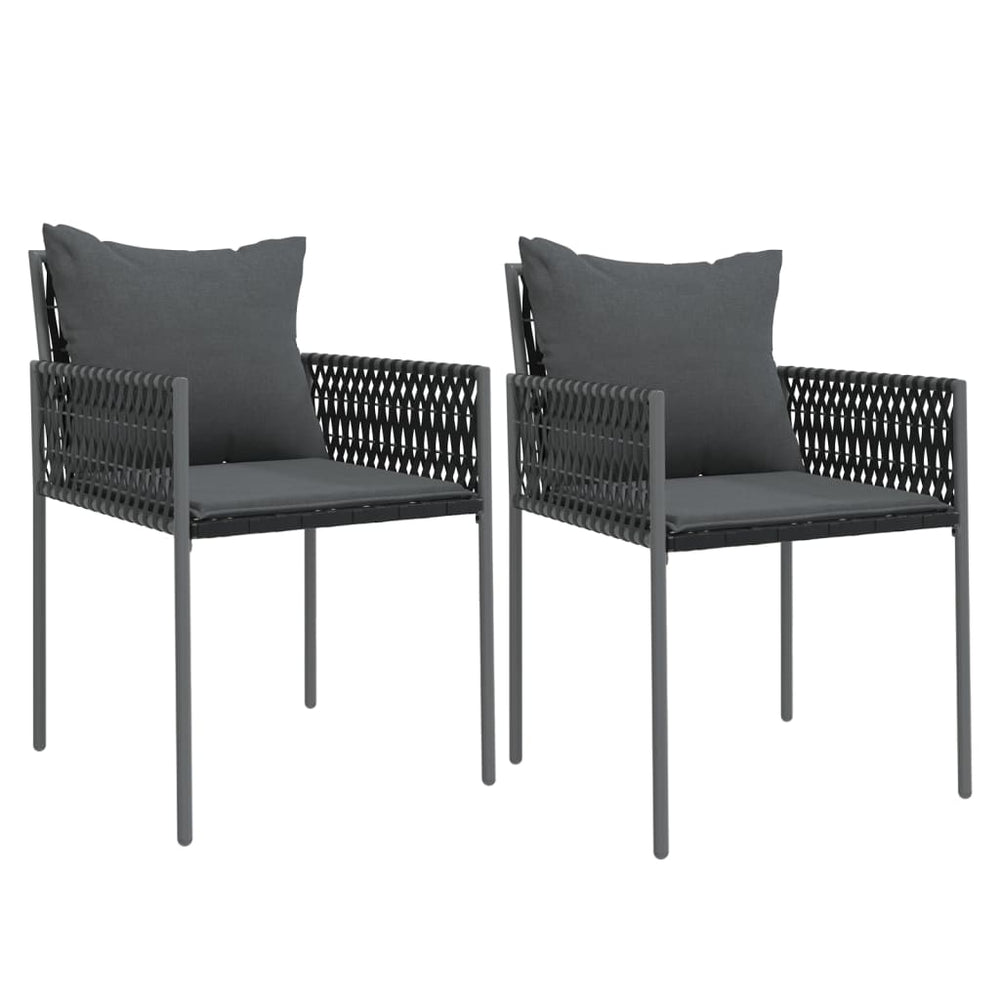 Gartenstühle mit Kissen, 2er Set, Schwarz