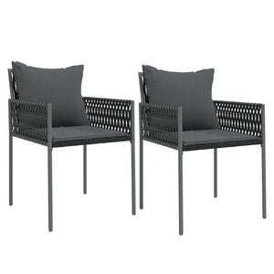 Gartenstühle mit Kissen, 2er Set, Schwarz