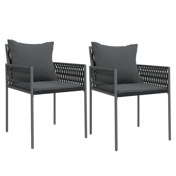 Gartenstühle mit Kissen, 2er Set, Schwarz