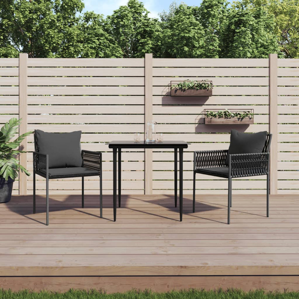Gartenstühle mit Kissen, 2er Set, Schwarz