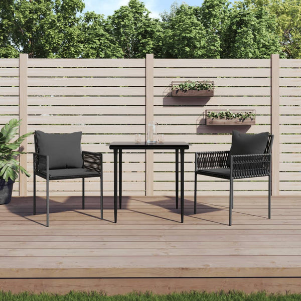 Gartenstühle mit Kissen, 2er Set, Schwarz