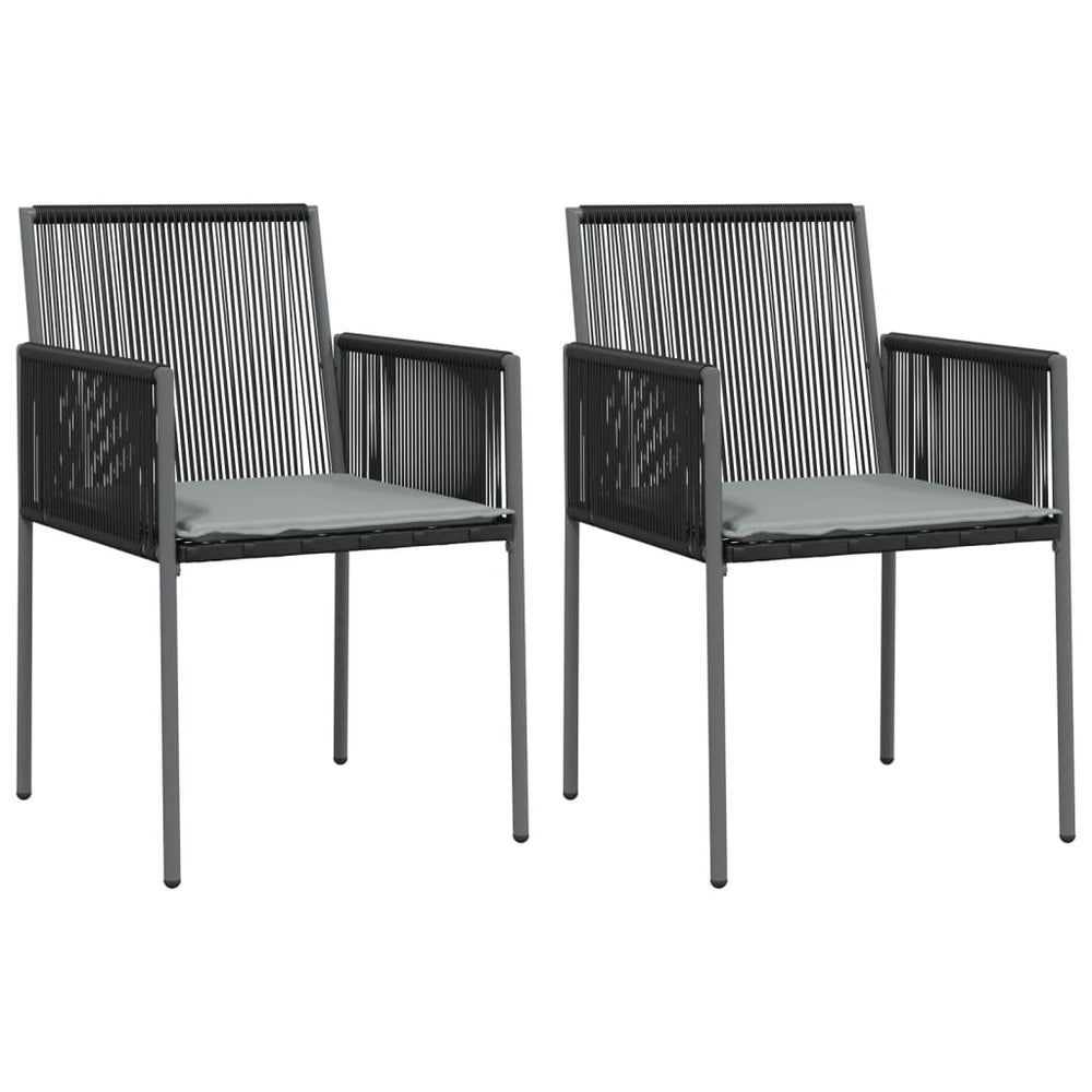 Gartenstühle mit Kissen, 2er Set, Schwarz