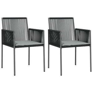 Gartenstühle mit Kissen, 2er Set, Schwarz