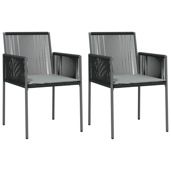 Gartenstühle mit Kissen, 2er Set, Schwarz