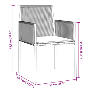 Gartenstühle mit Kissen, 2er Set, Schwarz