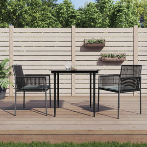 Gartenstühle mit Kissen, 2er Set, Schwarz