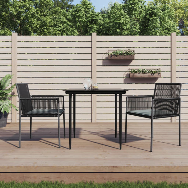 Gartenstühle mit Kissen, 2er Set, Schwarz