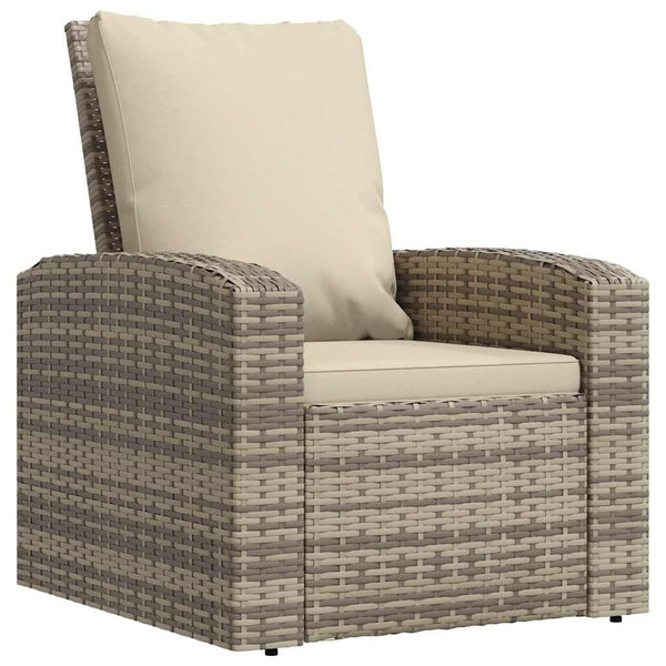 vidaXL Fauteuil de jardin réglable avec coussin Marron clair Résine tressée