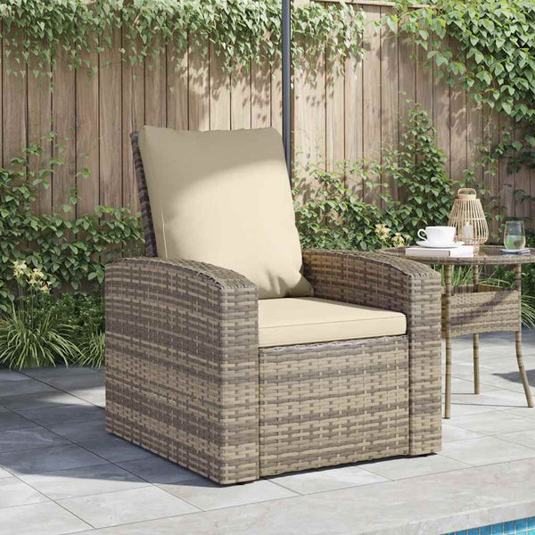 vidaXL Fauteuil de jardin réglable avec coussin Marron clair Résine tressée