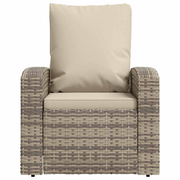 vidaXL Fauteuil de jardin réglable avec coussin Marron clair Résine tressée