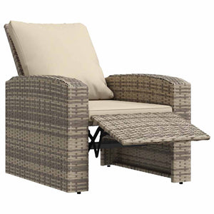 vidaXL Fauteuil de jardin réglable avec coussin Marron clair Résine tressée