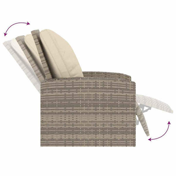 vidaXL Fauteuil de jardin réglable avec coussin Marron clair Résine tressée