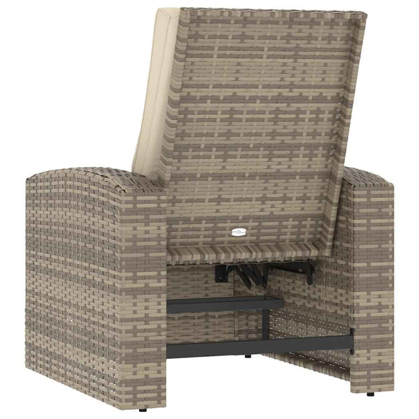 vidaXL Fauteuil de jardin réglable avec coussin Marron clair Résine tressée