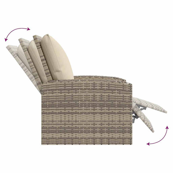 vidaXL Fauteuil de jardin réglable avec coussin Marron clair Résine tressée