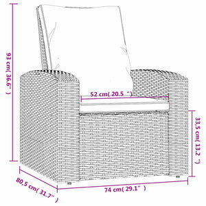 vidaXL Fauteuil de jardin réglable avec coussin Marron clair Résine tressée