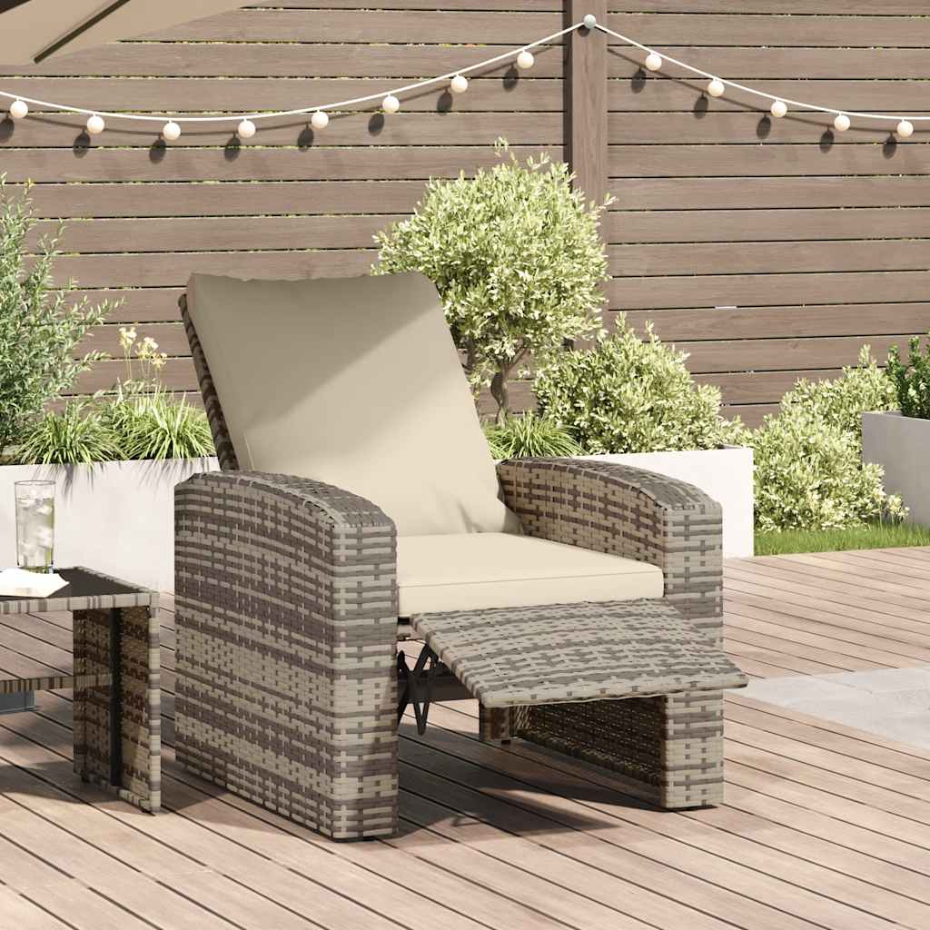 vidaXL Fauteuil de jardin réglable avec coussin Marron clair Résine tressée