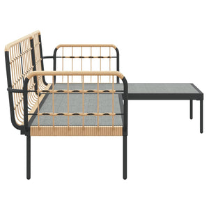 3-tlg. Garten Lounge Set Beige Poly Rattan