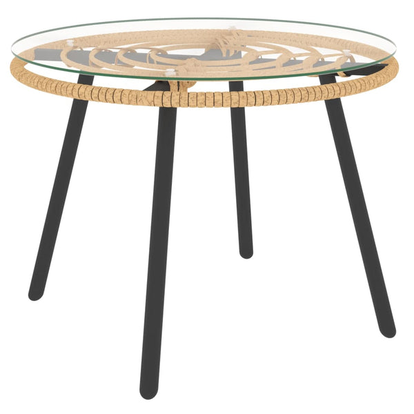 3-tlg. Garten Lounge Set Beige Poly Rattan