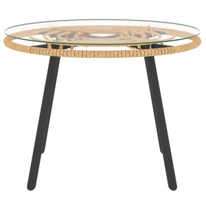 3-tlg. Garten Lounge Set Beige Poly Rattan