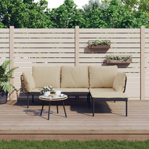 3-tlg. Garten Lounge Set Beige Poly Rattan