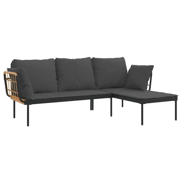 3-tlg. Garten Lounge Set Dunkelgrau Rattan