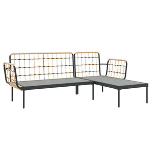 3-tlg. Garten Lounge Set Dunkelgrau Rattan