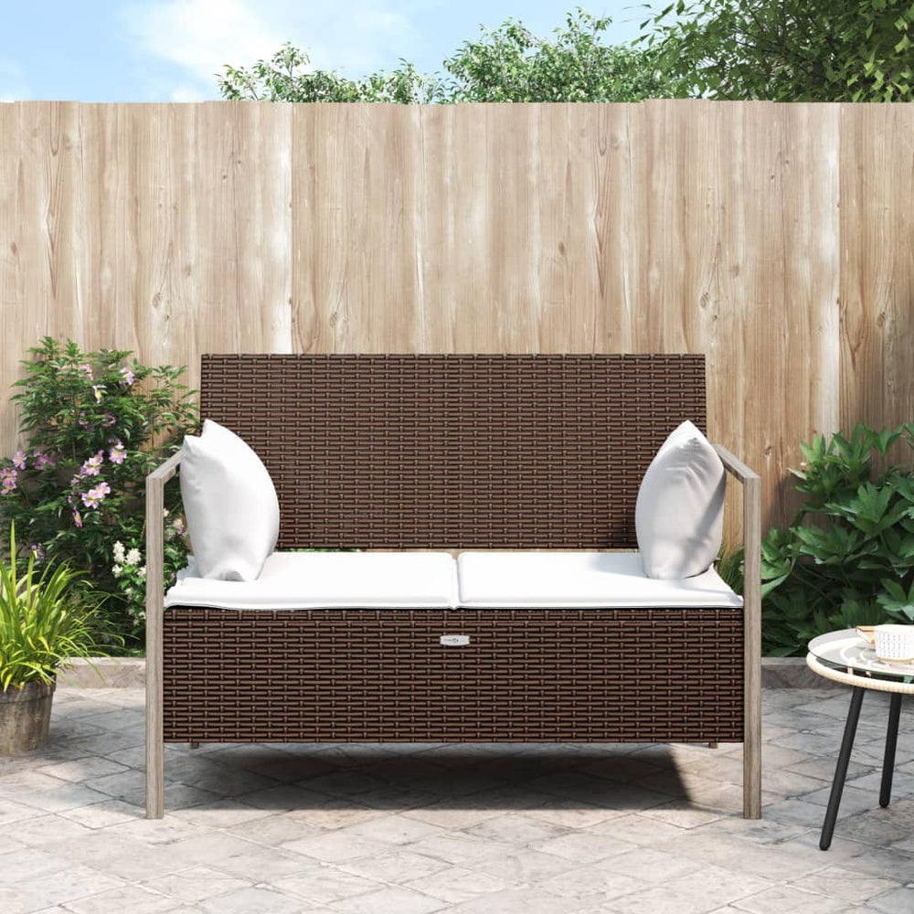 2-Sitzer Gartenbank mit Kissen, Braun