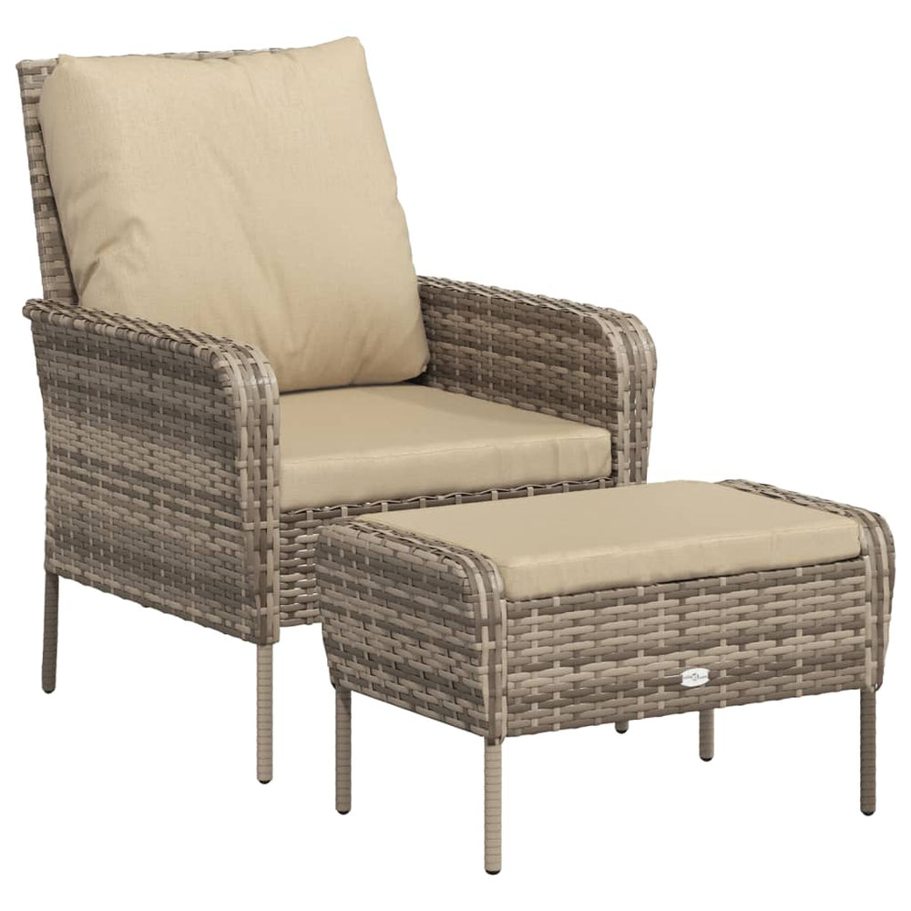 vidaXL Chaise de jardin avec repose-pieds marron clair en poly rotin