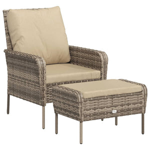 vidaXL Chaise de jardin avec repose-pieds marron clair en poly rotin